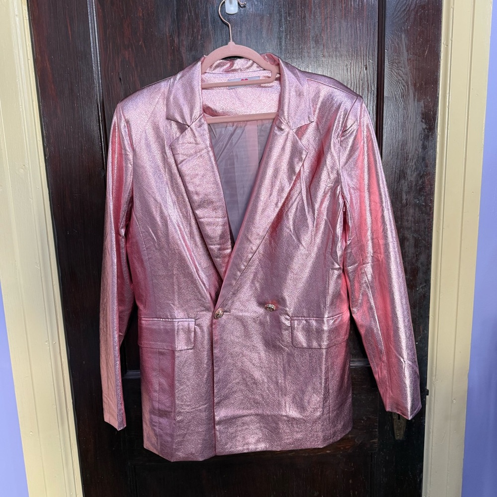 Buddy Love Rose Gold Faux Leather Blazer